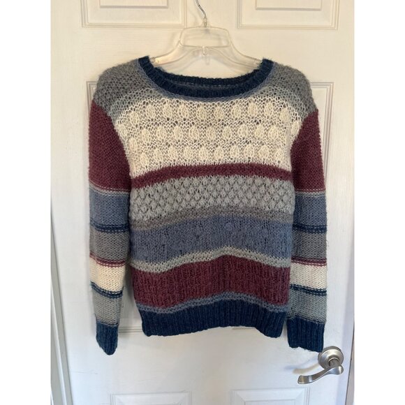 Vintage 90's Victoria Jones By Halli Knit Long Sleeve Striped Sweater Size Large - Picture 1 of 10
